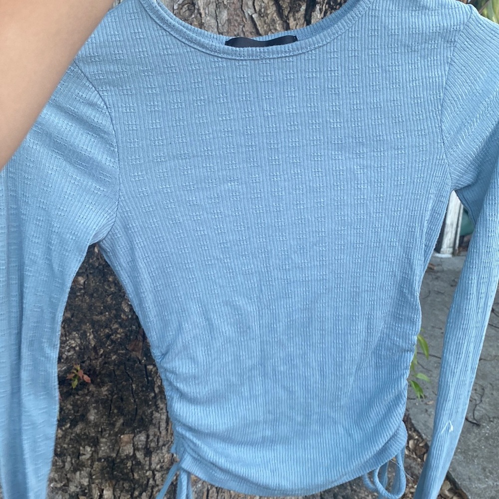 Blue long sleeve Cropped top
